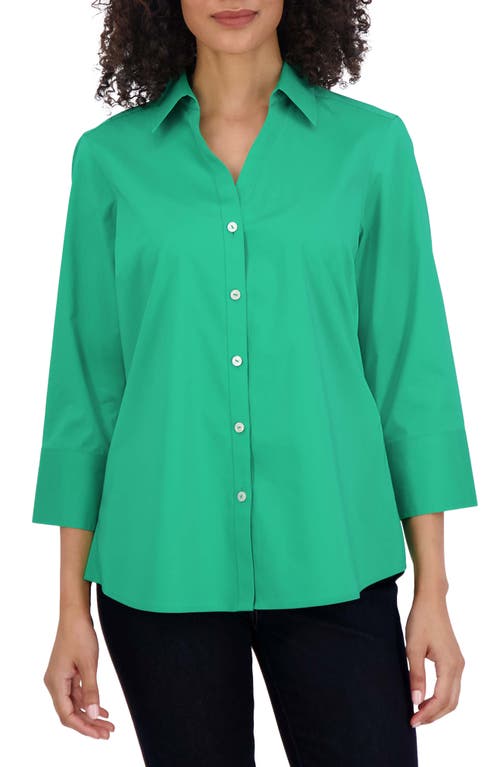 Mary Button-Up Blouse in Kelly Green
