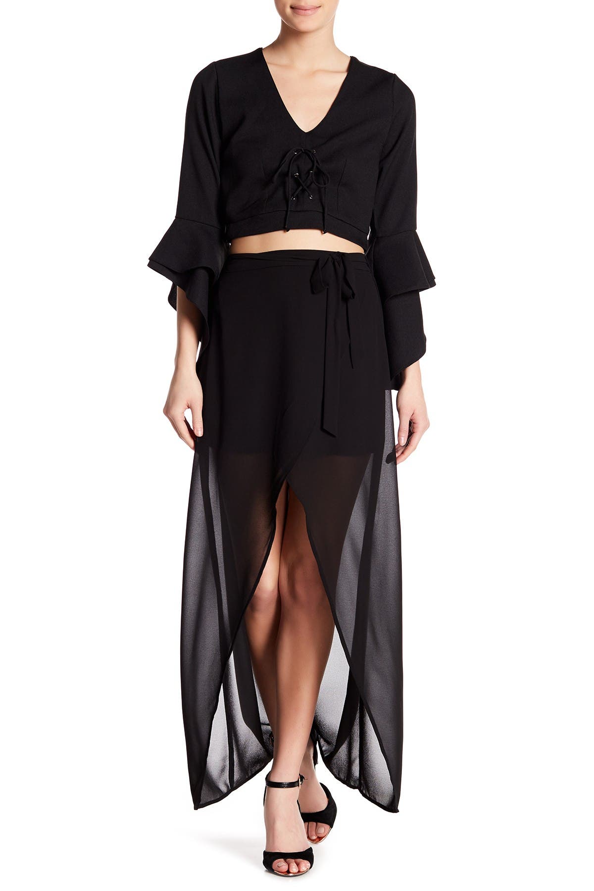 chiffon wrap maxi skirt