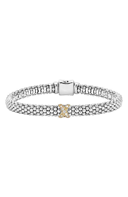 Lagos Signature Caviar Diamond Rope Bracelet In Sterling Silver/gold