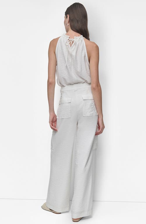 Shop Dkny Crinkle Cargo Pants In White