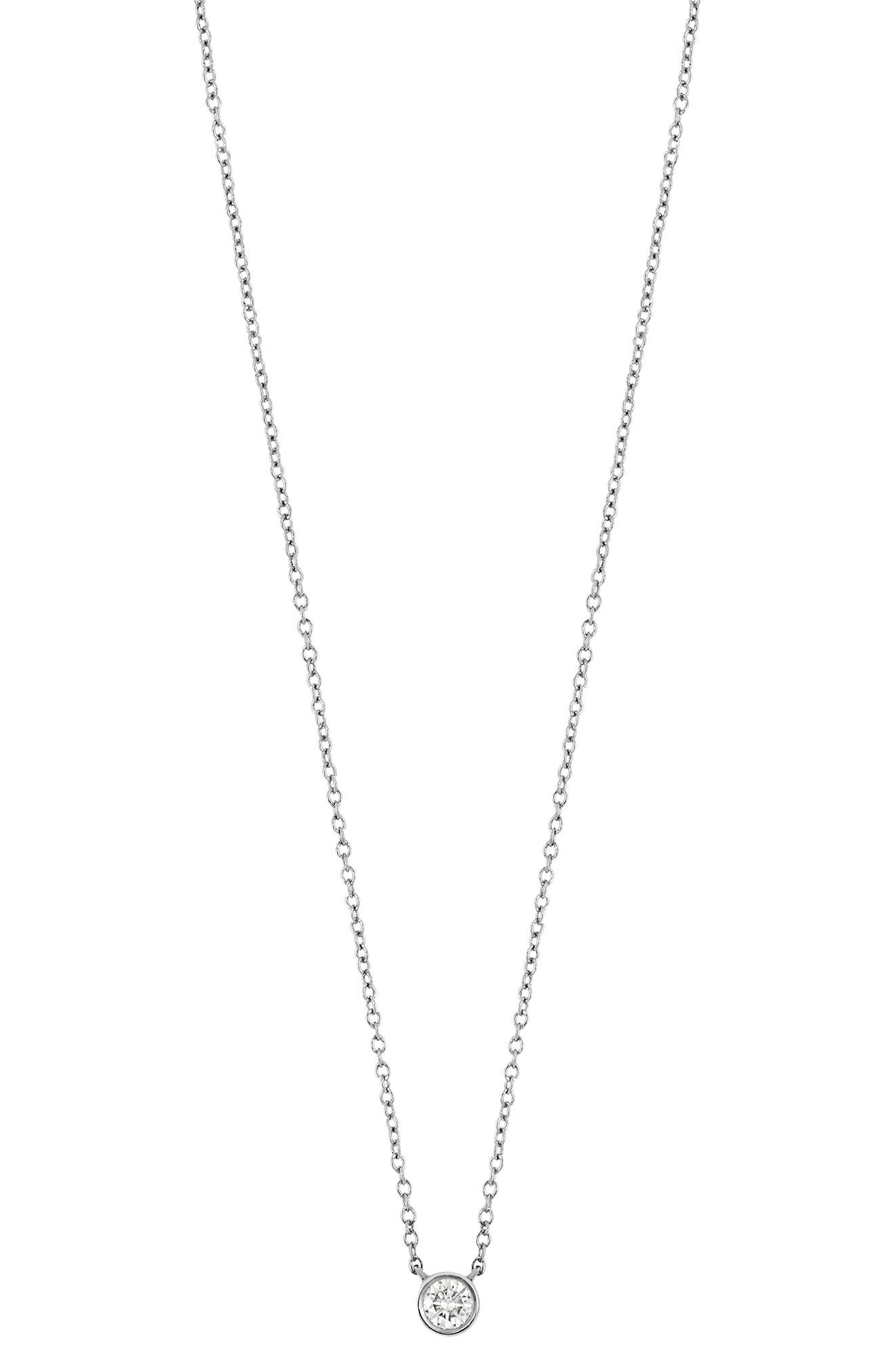 petite bezel diamond solitaire necklace bony levy