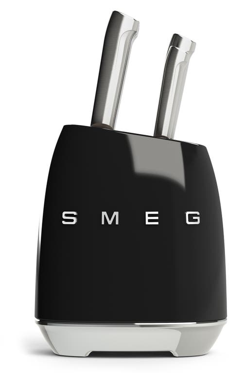 Smeg Stainless Steel 6-piece Knife Block Set In Black