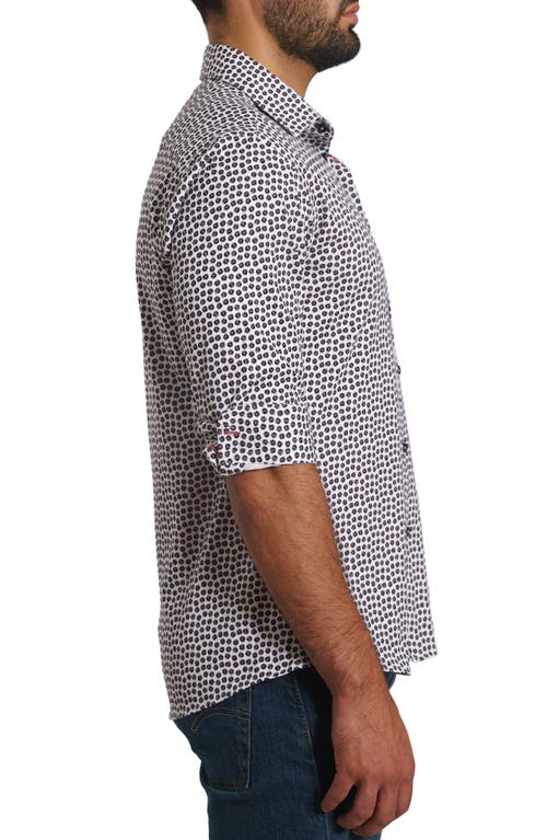 Jared Lang Sport Shirt In White Polka Dot
