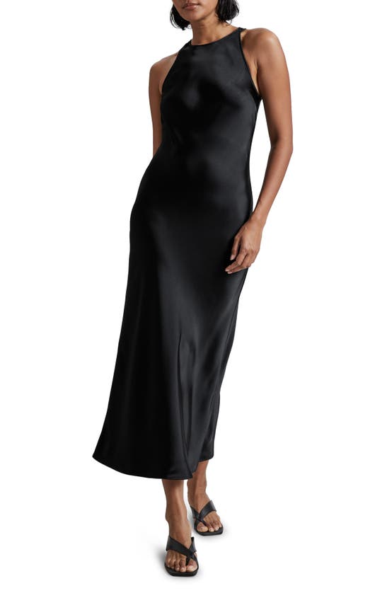 Shop & Other Stories Sleeveless Satin Midi Dress In Black