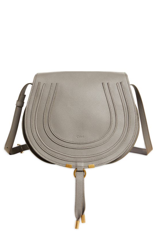 Chloé Medium Marcie Leather Crossbody Bag In Cashmere Grey