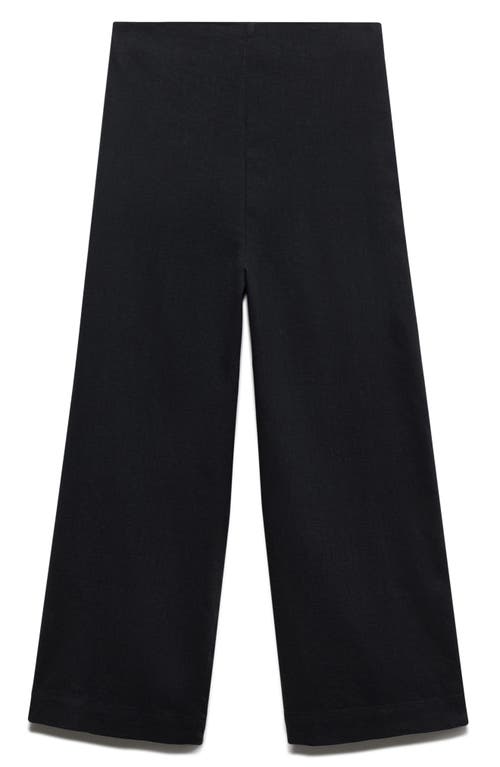 Shop Mango Linovis Linen Blend Wide Leg Pants In Black