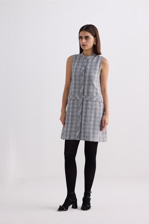 Reistor The Cotton Tweed Shift Dress In Steel Breeze