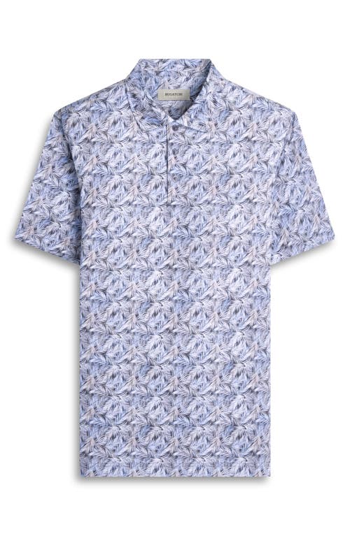 Shop Bugatchi Victor Ooohcotton® Leaf Print Polo In Dusty Blue