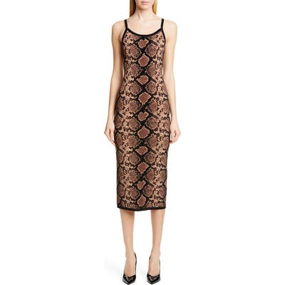 Michael Kors Collection Metallic Python Jacquard Slipdress, Brown