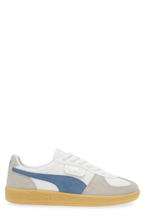 Shop Puma Palermo Leather Sneaker In  White-blue Horizon-gum