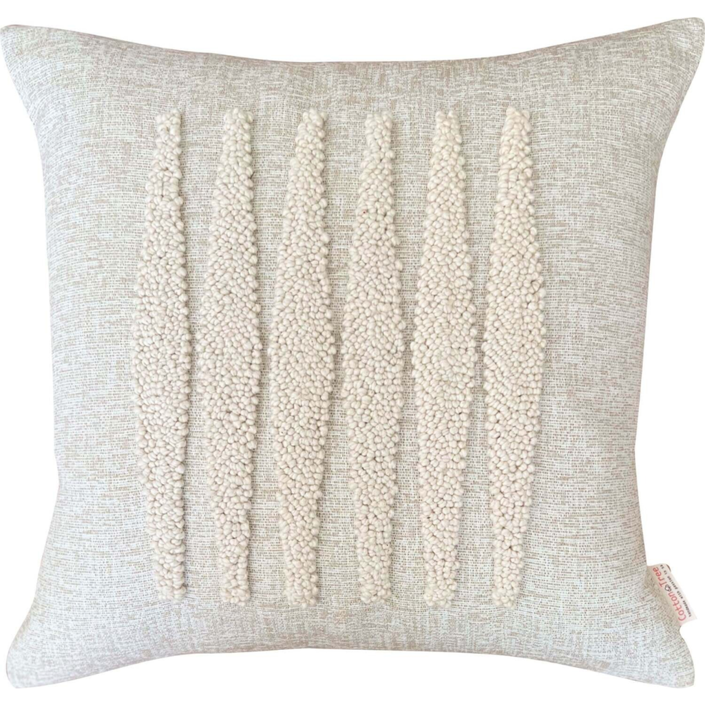 Cotton Tree Punch Needle Pillow In Natural