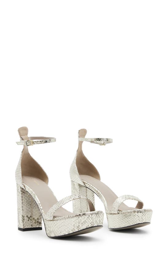 Shop Allsaints Ziggy Snakeskin Embossed Platform Sandal In Metallic Gold