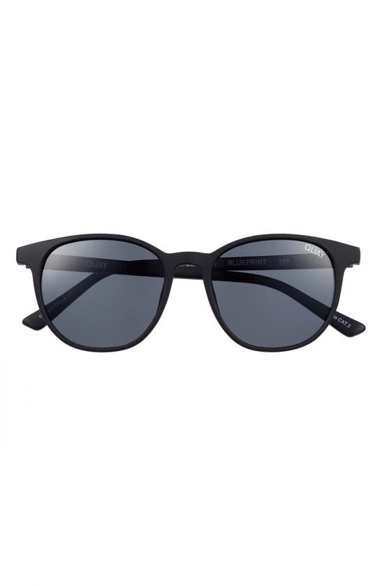Quay 48mm Round Sunglasses In Matte Black/ Smoke | ModeSens