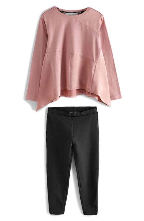 Shop Allsaints Sm By Kids' Zala Long Sleeve T-shirt & Leggings Set In Pink/black
