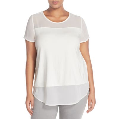 Plus Size Vince Camuto Chiffon Inset Knit Top