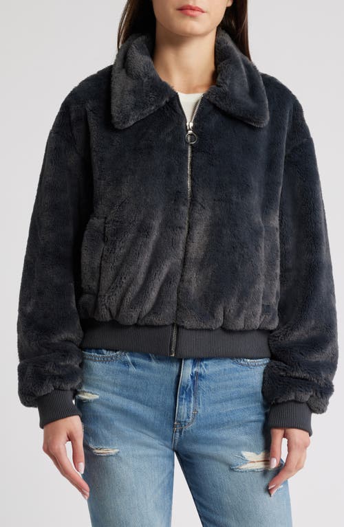 Thread & Supply Faux Fur Jacket In Charcoal