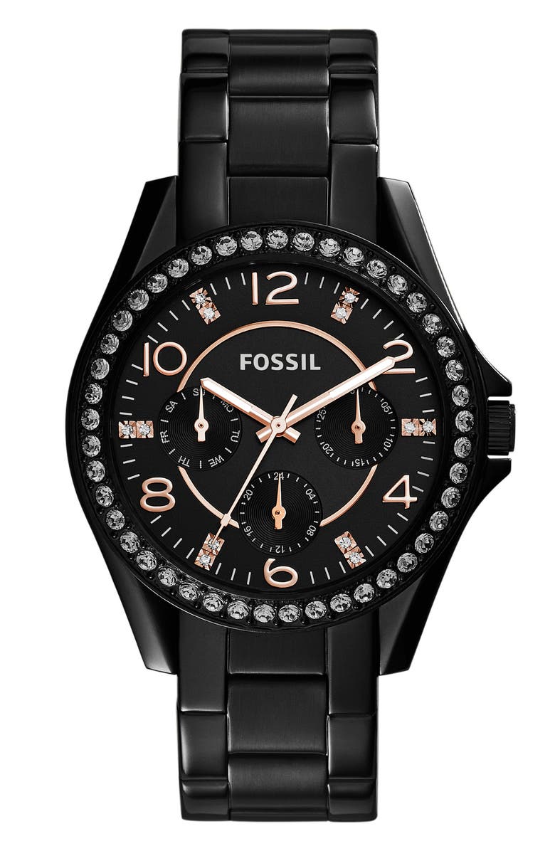 Fossil 'Riley' Round Crystal Bezel Bracelet Watch, 38mm | Nordstrom