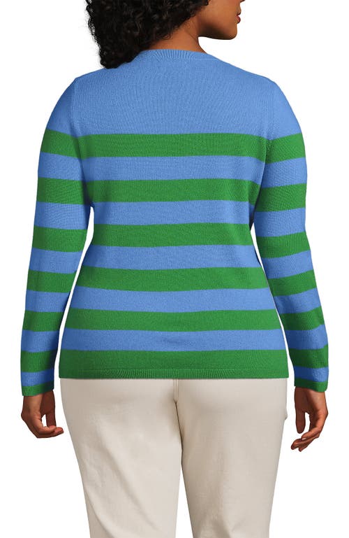 Shop Lands' End Plus Size Cashmere Sweater In Dark Cloudy Blue Stripe