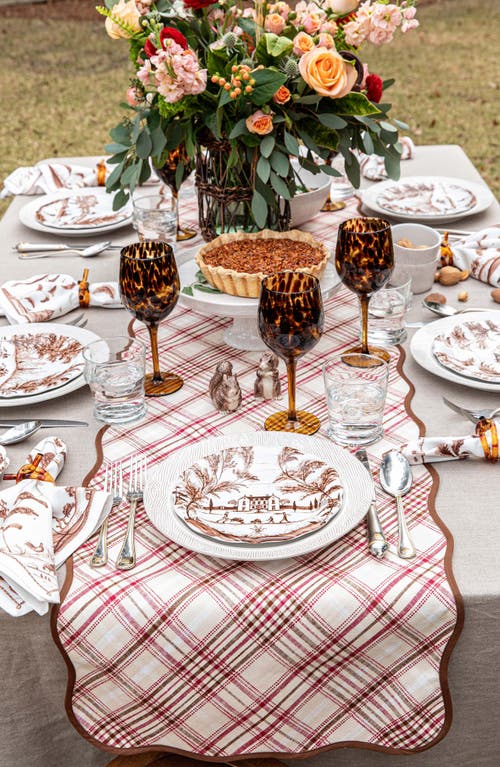 Juliska Harvest Tartan 18 X 90 Table Runner In Mulberry Brown
