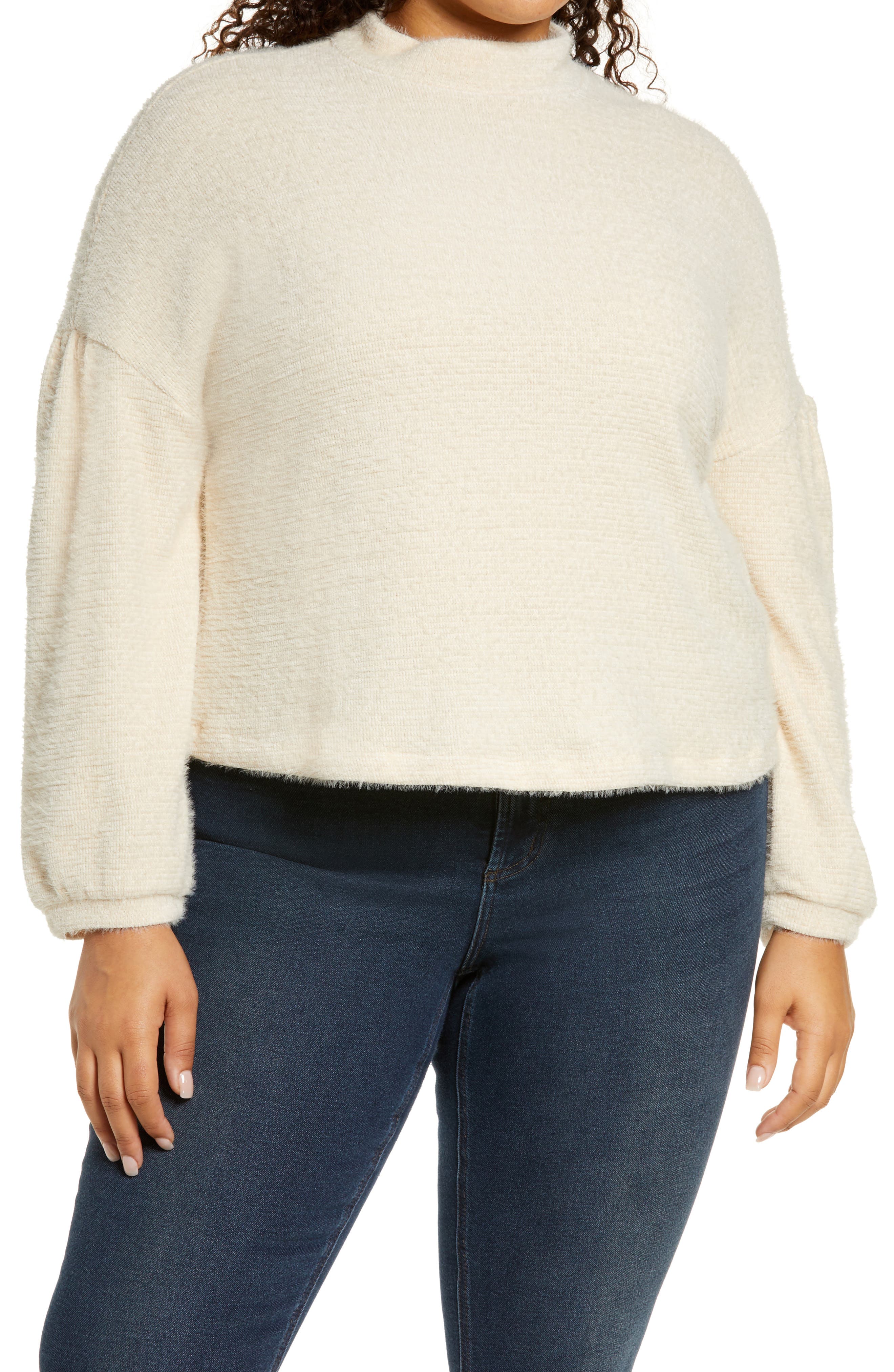 plus size puff sleeve sweater