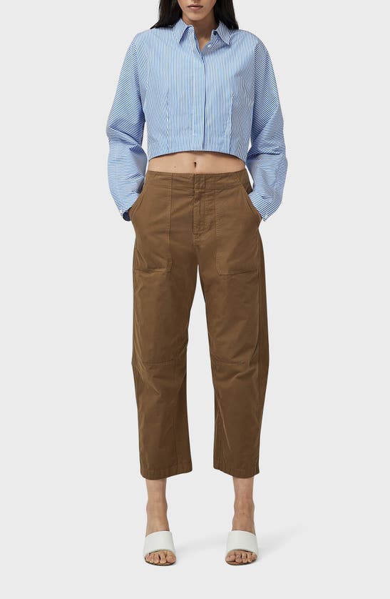 RAG & BONE MORGAN STRIPE CROP BUTTON-UP SHIRT