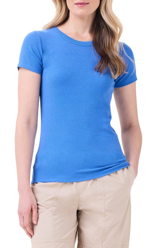 Shop Nic + Zoe Nic+zoe Perfect Rib Cotton Blend T-shirt In True Blue