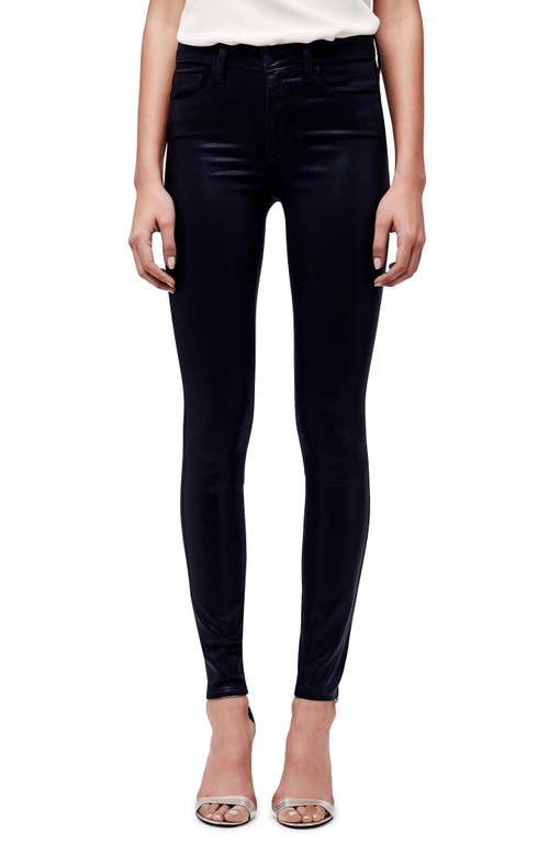 L'AGENCE Marguerite Coated High Waist Skinny Jeans in Navy Coated