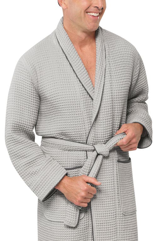 Shop Boll & Branch Organic Cotton Waffle Robe In Pewter/stone