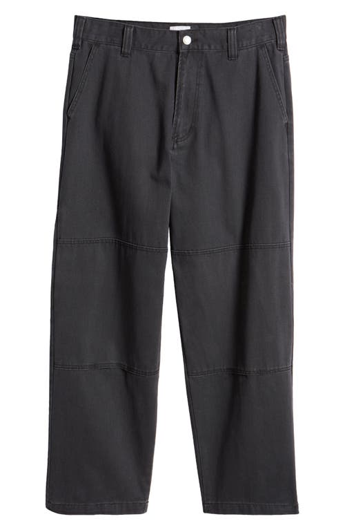 Shop Obey Bigwig Double Knee Denim Worker Pants In Black Faded Wash