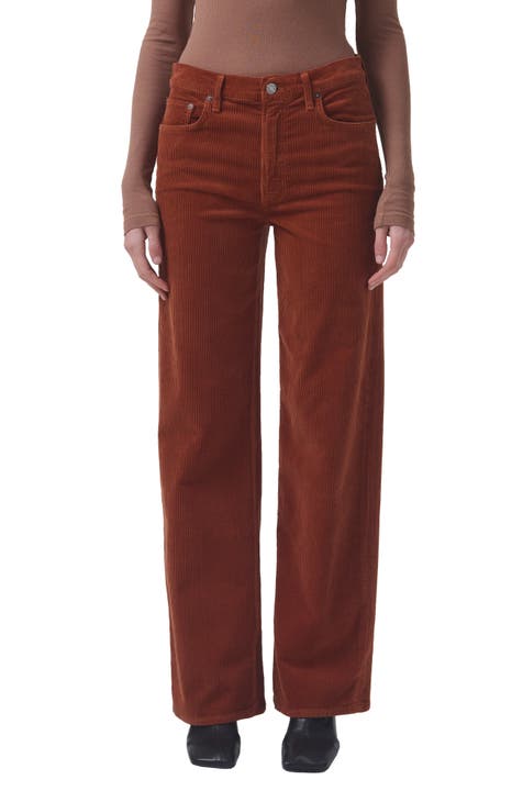 HAPIMO Discount Straight Pockets Corduroy Pants for Women Solid