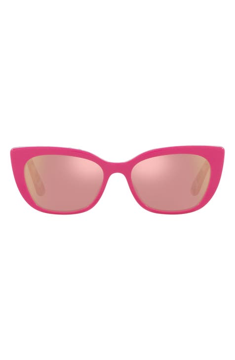 49mm Small Mirrored Cat Eye Sunglasses