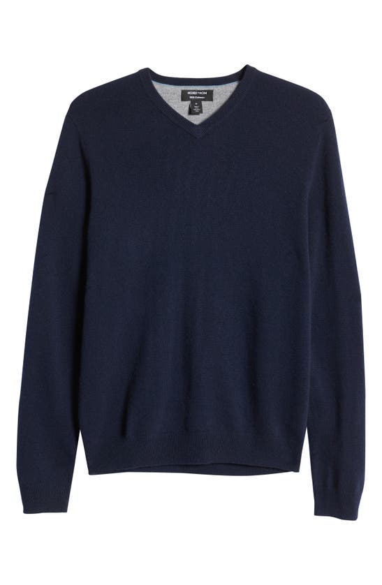 Nordstrom V-neck Cashmere Sweater In Dark Navy