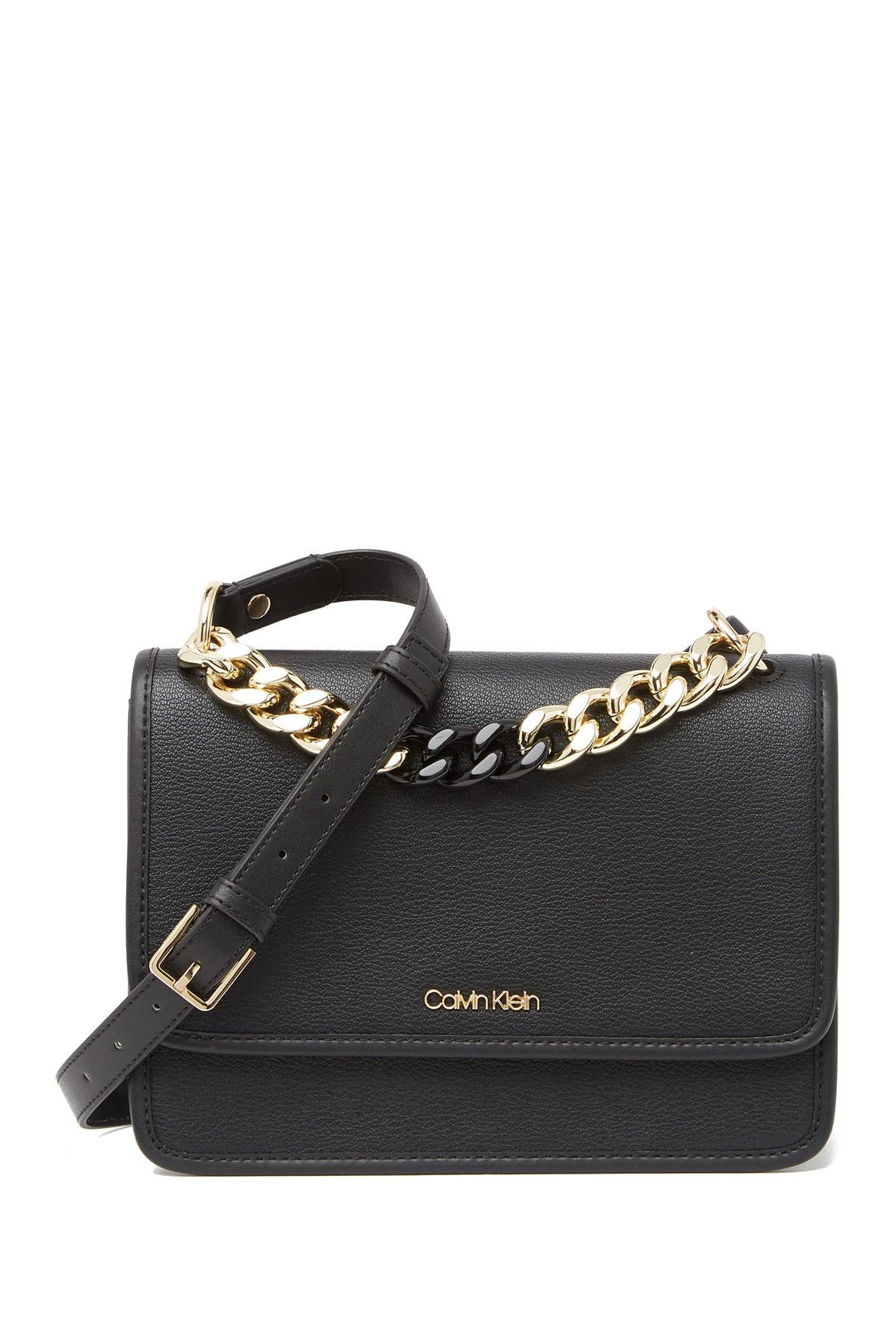 black leather crossbody bag with chain strap