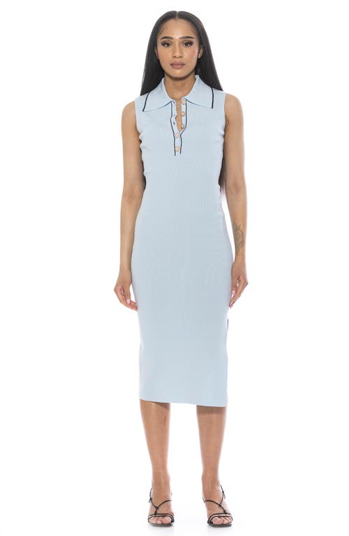 Shop Alexia Admor Myah Imitation Pearl Button Knit Midi Dress In Halogen Blue