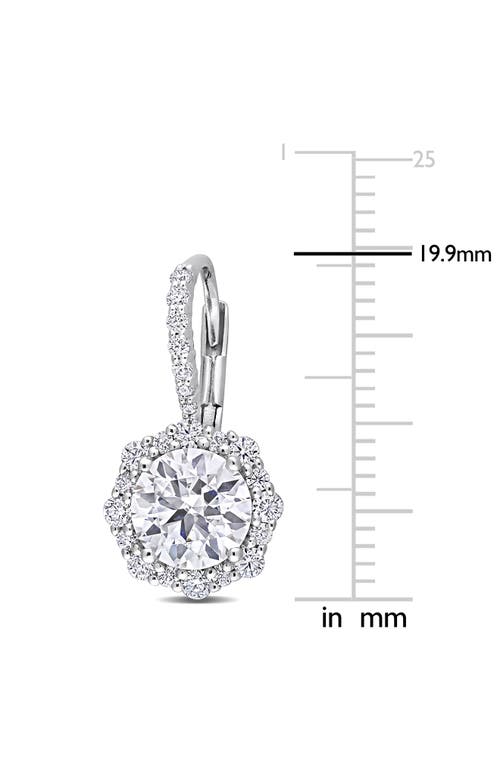 Delmar Sterling Silver Lab Created Moissanite Halo Drop Earrings In Silver