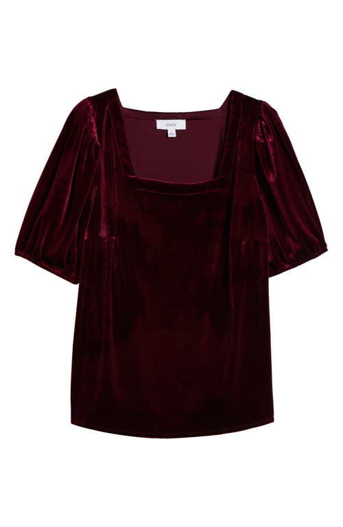 Shop Cece Square Neck Velvet Knit T-shirt In Majestic Wine