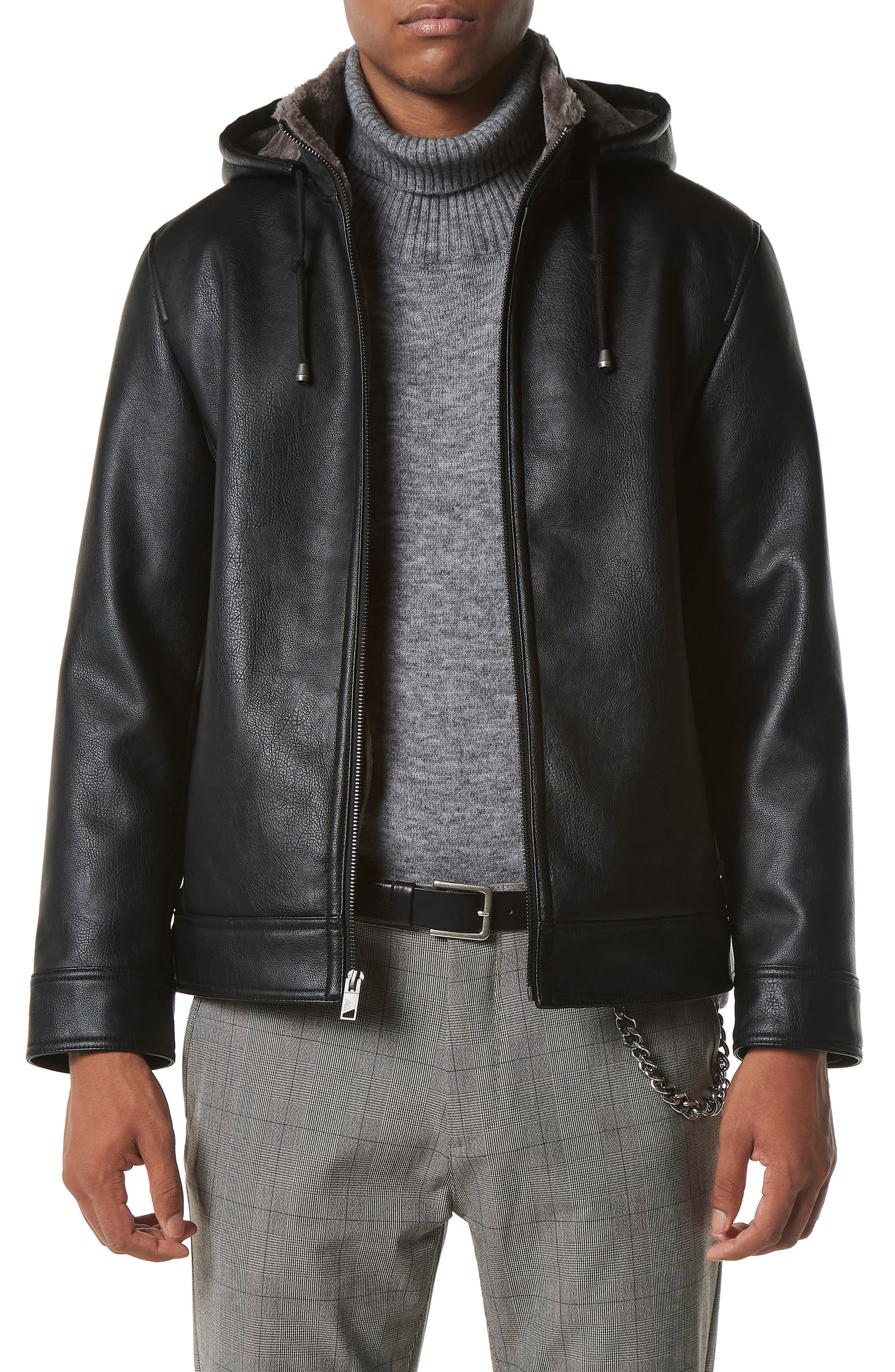 hoodie lined leather jacket