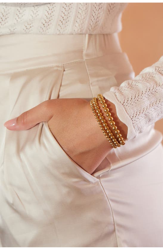 Shop Brook & York Makenna Set Of 3 Beaded Stretch Bracelets In Gold