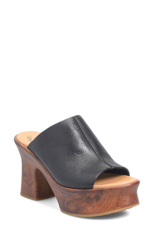 Kork-Ease Cassia Block Heel Platform Sandal in Black Leather