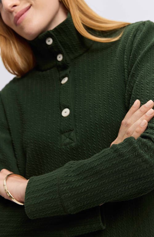 Foxcroft Sammy Cable Knit Long Sleeve Popover Sweater In Dark Green In Dark Green