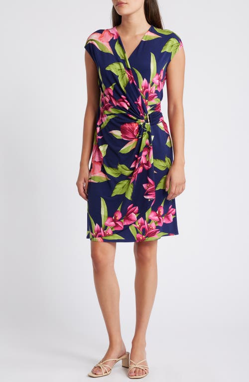 Shop Tommy Bahama Clara Lavish Blooms Wrinkle Resistant Stretch Minidress In Island Navy