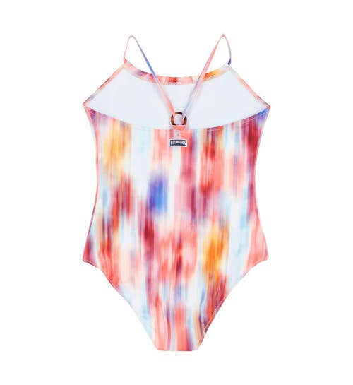 Shop Vilebrequin Kids' Ikat Flowers One-piece Swimsuit In Multicolor