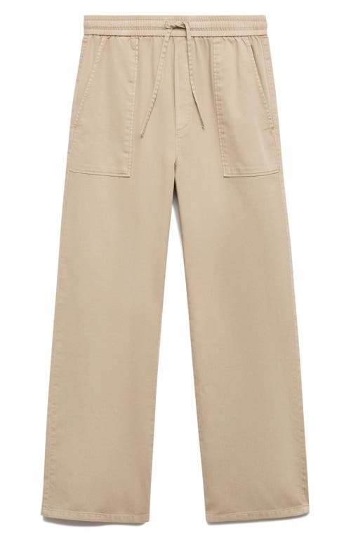 Shop Mango Elastic Waist Drawstring Pants In Sand