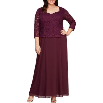 Plus Size Alex Evenings Mock Two-Piece Gown