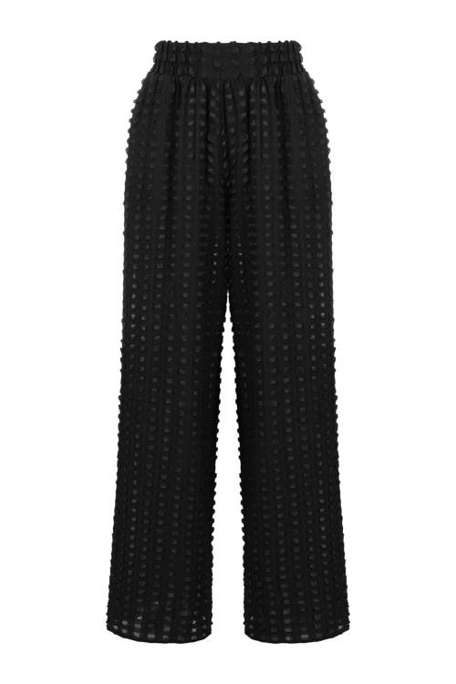 Nocturne Textured Wide Leg Pants in Black at Nordstrom