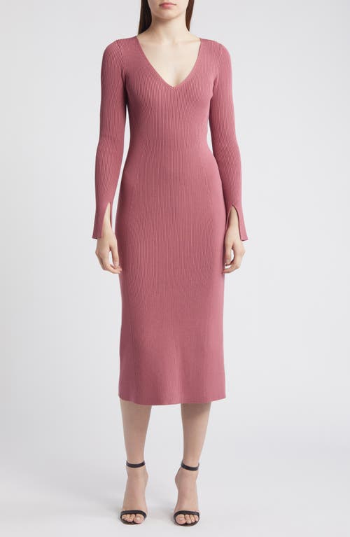 Shop Hugo Boss Boss Formina Rib Long Sleeve Dress In Deco Rose