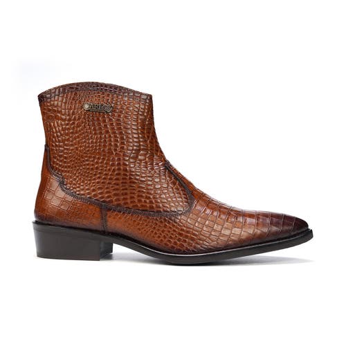 Shop Carlos Santana Zappa Cowboy Boot In Tan Croco