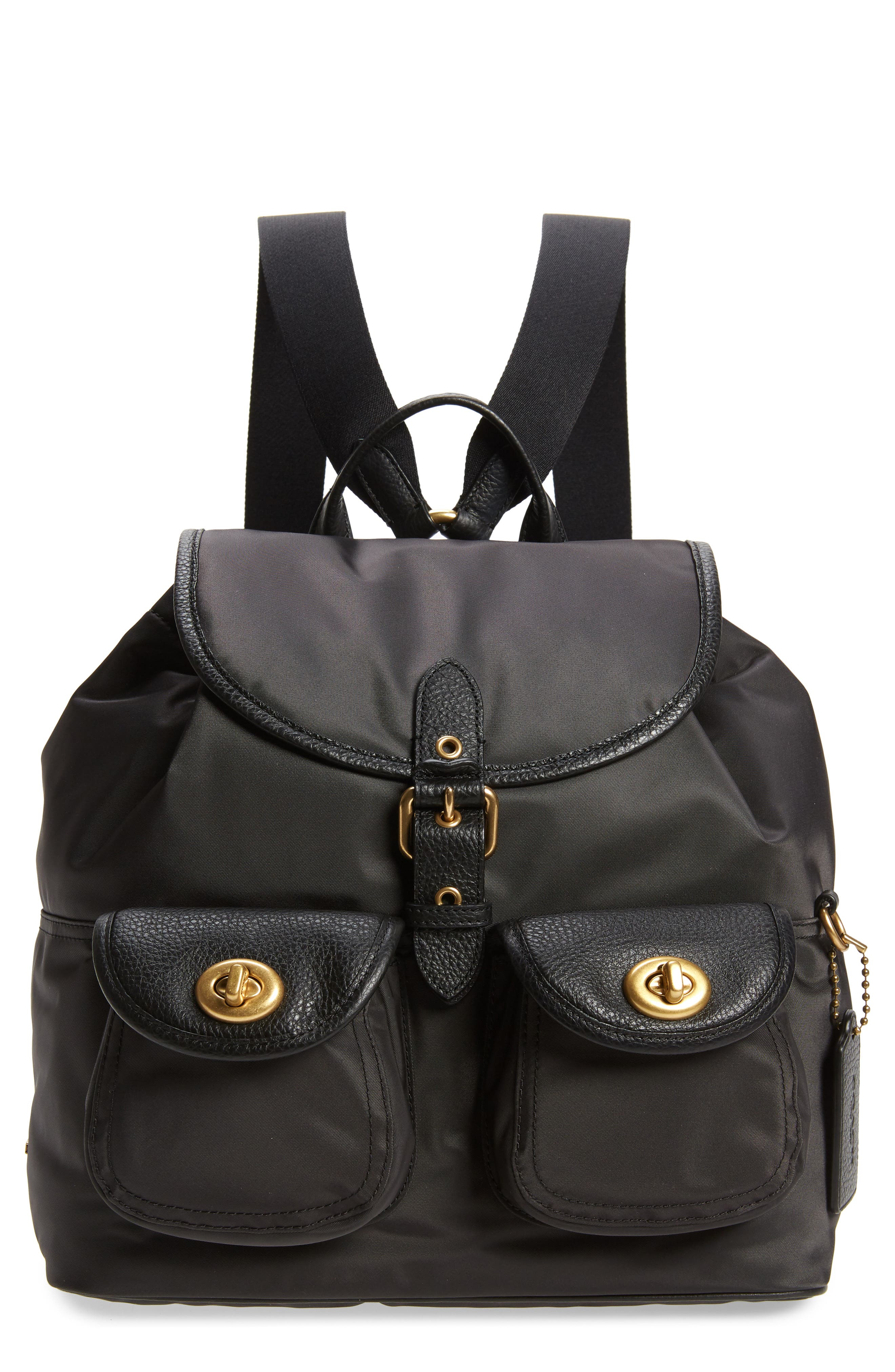 coach nylon backpack black