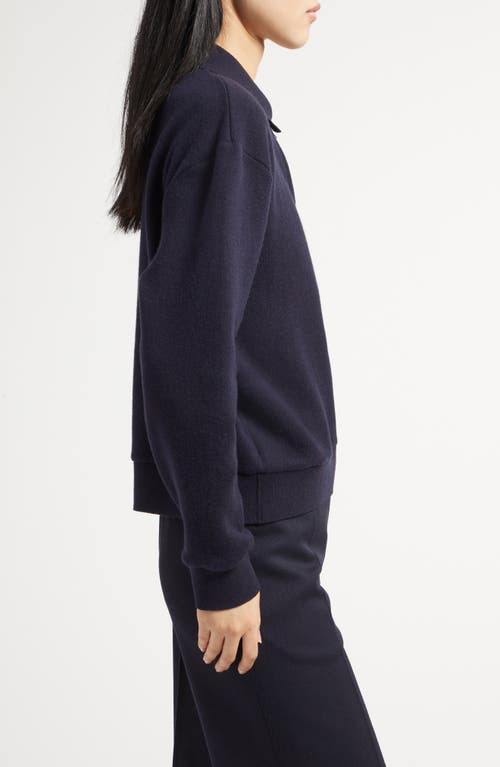 Shop The Row Estee Quarter Zip Cashmere & Cotton Polo Sweater In Navy