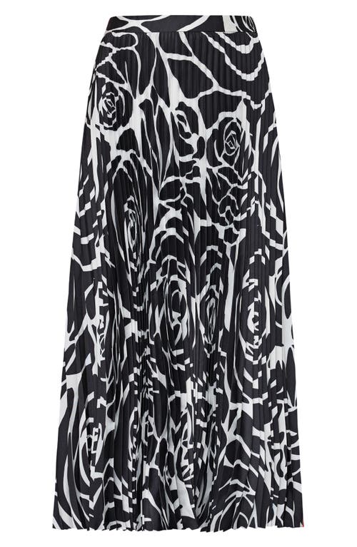 Shop Milly Otha Print Pleated Skirt In Black Rose